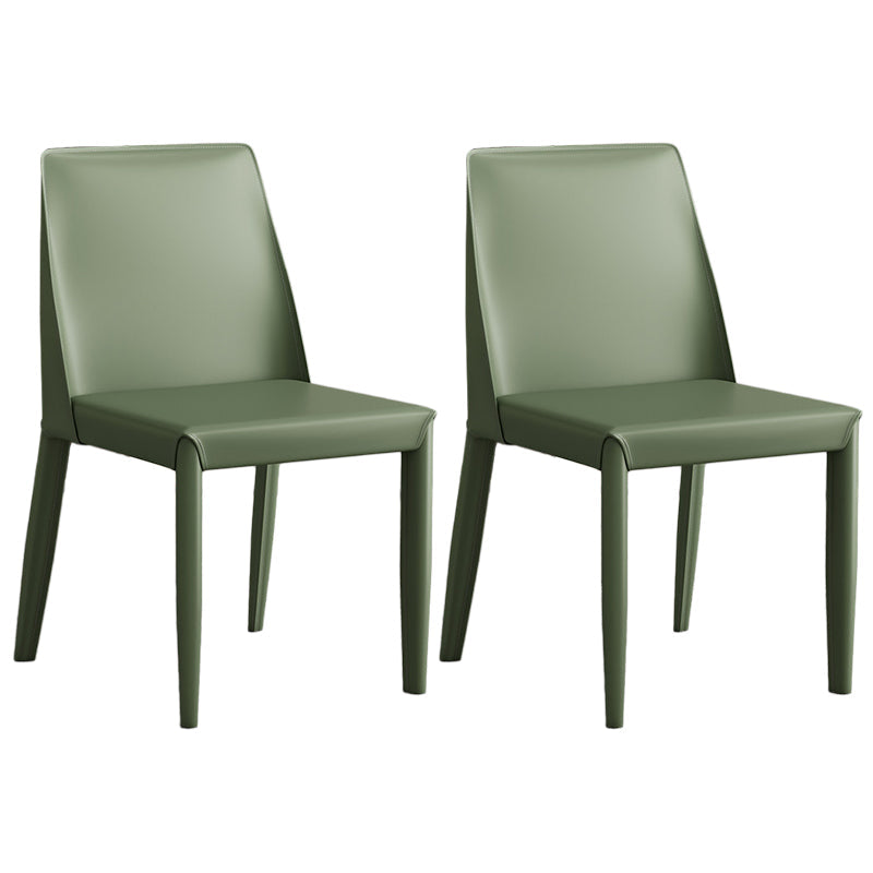 Contemporary Leather Dining Chair Parsons Chair in Matte Finish for Kitchen Pea Green 2 Piece Set Clearhalo 'Dining Chairs' 'Dining Tables & Seating' 'dining_chair' 'furn' 'furn_dining_chair' 'Furniture' 'Kitchen & Dining Furniture' 5492784