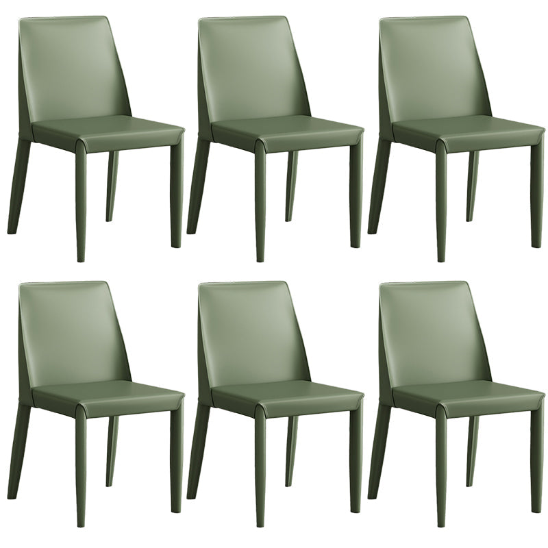 Contemporary Leather Dining Chair Parsons Chair in Matte Finish for Kitchen Pea Green 6 Piece Set Clearhalo 'Dining Chairs' 'Dining Tables & Seating' 'dining_chair' 'furn' 'furn_dining_chair' 'Furniture' 'Kitchen & Dining Furniture' 5492786