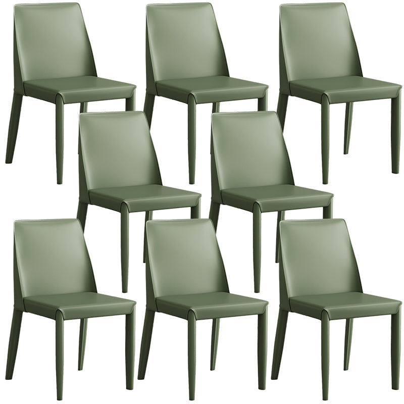 Contemporary Leather Dining Chair Parsons Chair in Matte Finish for Kitchen Pea Green 8 Piece Set Clearhalo 'Dining Chairs' 'Dining Tables & Seating' 'dining_chair' 'furn' 'furn_dining_chair' 'Furniture' 'Kitchen & Dining Furniture' 5492787