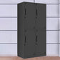 Black Steel Wardrobe Armoire Contemporary Hinged Wardrobe Cabinet