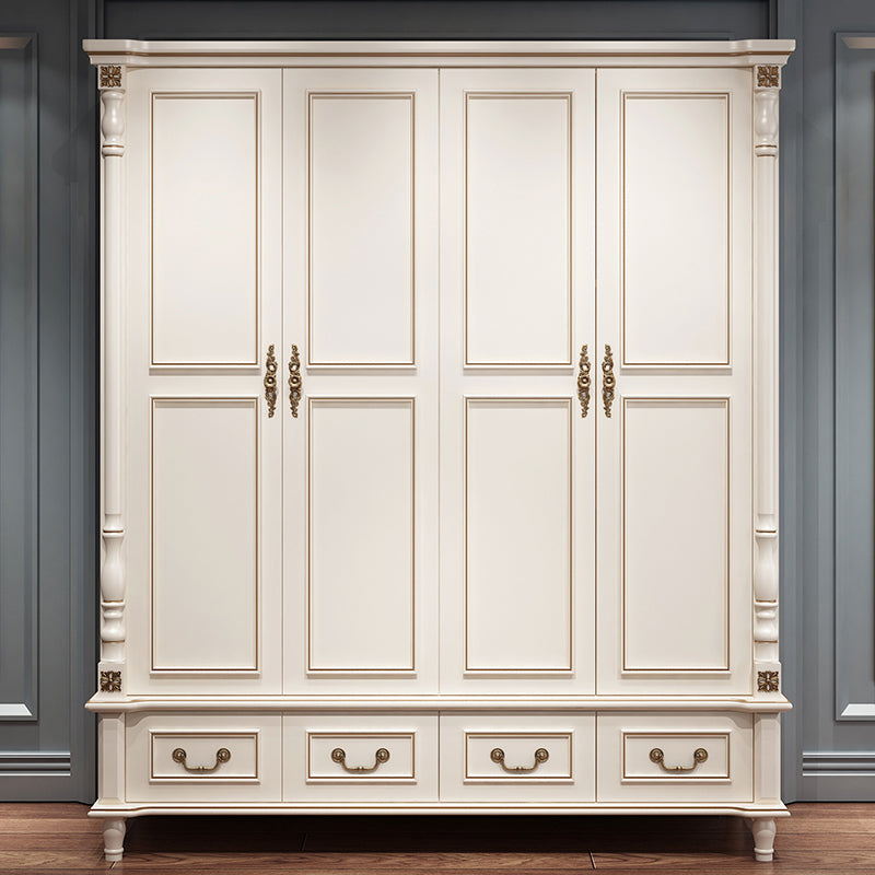 Traditional Wardrobe Armoire White Wooden Wardrobe Cabinet with Legs Clearhalo 'Armoires & Wardrobes' 'armoires_wardrobes' 'Bedroom Furniture' 'furn' 'furn_armoires_wardrobes' 'Furniture' 5493184