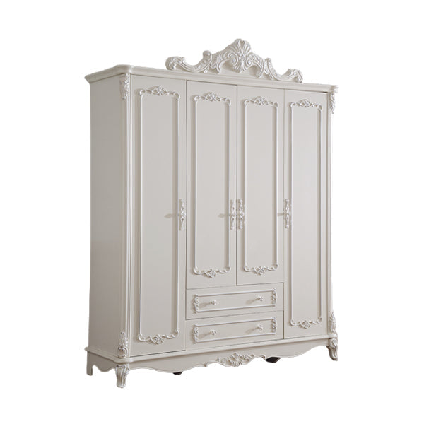 Traditional Wardrobe Armoire White Wooden Wardrobe Cabinet with Legs 71"L x 24"W x 93"H Clearhalo 'Armoires & Wardrobes' 'armoires_wardrobes' 'Bedroom Furniture' 'furn' 'furn_armoires_wardrobes' 'Furniture' 5493186