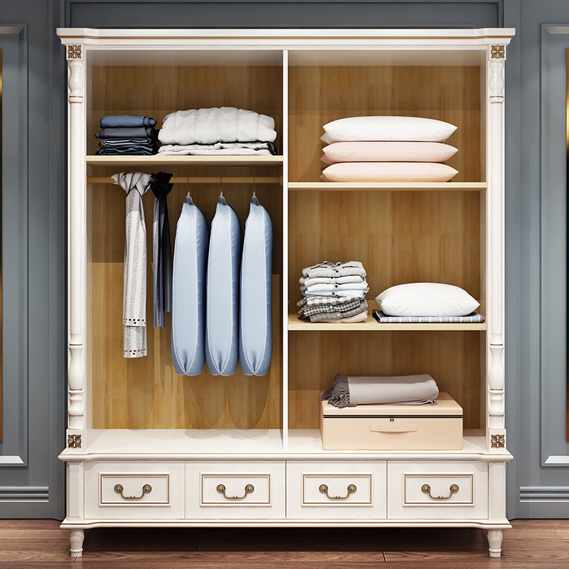 Traditional Wardrobe Armoire White Wooden Wardrobe Cabinet with Legs Clearhalo 'Armoires & Wardrobes' 'armoires_wardrobes' 'Bedroom Furniture' 'furn' 'furn_armoires_wardrobes' 'Furniture' 5493187