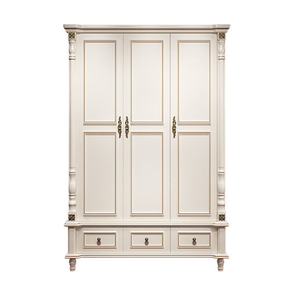 Traditional Wardrobe Armoire White Wooden Wardrobe Cabinet with Legs 55"L x 23"W x 83"H Clearhalo 'Armoires & Wardrobes' 'armoires_wardrobes' 'Bedroom Furniture' 'furn' 'furn_armoires_wardrobes' 'Furniture' 5493188