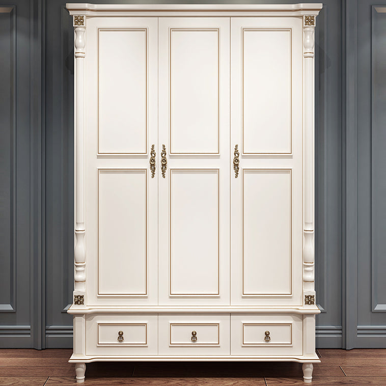 Traditional Wardrobe Armoire White Wooden Wardrobe Cabinet with Legs Clearhalo 'Armoires & Wardrobes' 'armoires_wardrobes' 'Bedroom Furniture' 'furn' 'furn_armoires_wardrobes' 'Furniture' 5493189