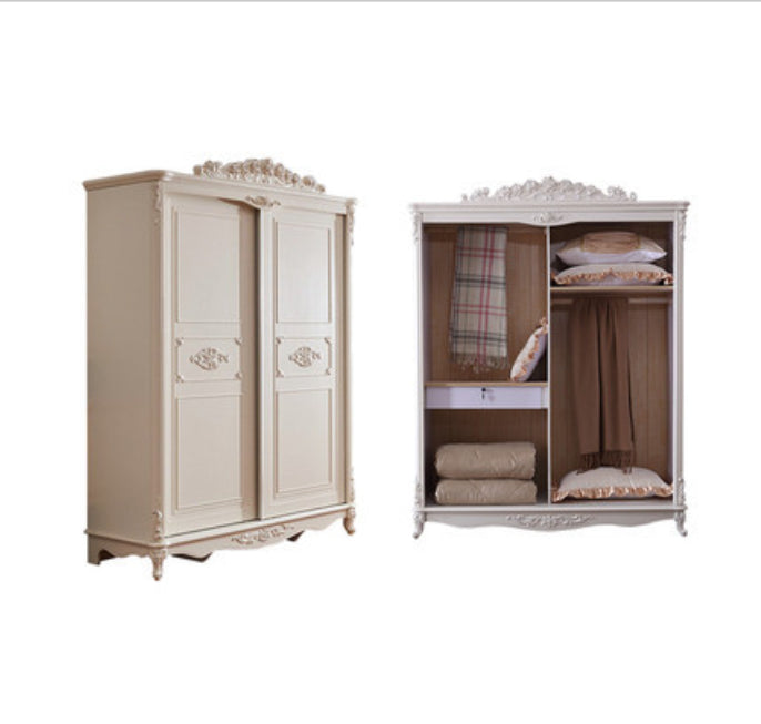 Traditional Wardrobe Armoire White Wooden Wardrobe Cabinet with Legs 59"L x 24"W x 89"H Clearhalo 'Armoires & Wardrobes' 'armoires_wardrobes' 'Bedroom Furniture' 'furn' 'furn_armoires_wardrobes' 'Furniture' 5493190
