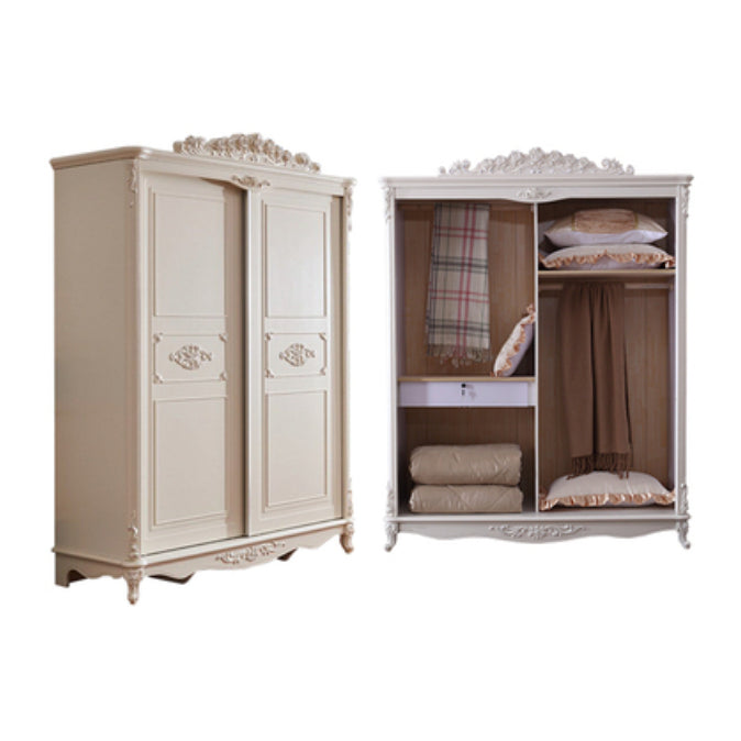 Traditional Wardrobe Armoire White Wooden Wardrobe Cabinet with Legs 70"L x 24"W x 89"H Clearhalo 'Armoires & Wardrobes' 'armoires_wardrobes' 'Bedroom Furniture' 'furn' 'furn_armoires_wardrobes' 'Furniture' 5493192