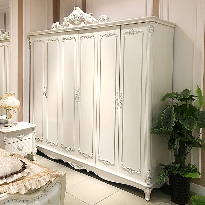 Traditional Wardrobe Armoire White Wooden Wardrobe Cabinet with Legs Clearhalo 'Armoires & Wardrobes' 'armoires_wardrobes' 'Bedroom Furniture' 'furn' 'furn_armoires_wardrobes' 'Furniture' 5493198