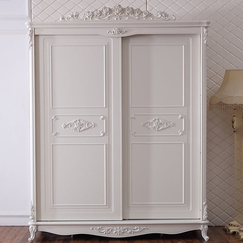 Traditional Wardrobe Armoire White Wooden Wardrobe Cabinet with Legs Clearhalo 'Armoires & Wardrobes' 'armoires_wardrobes' 'Bedroom Furniture' 'furn' 'furn_armoires_wardrobes' 'Furniture' 5493199