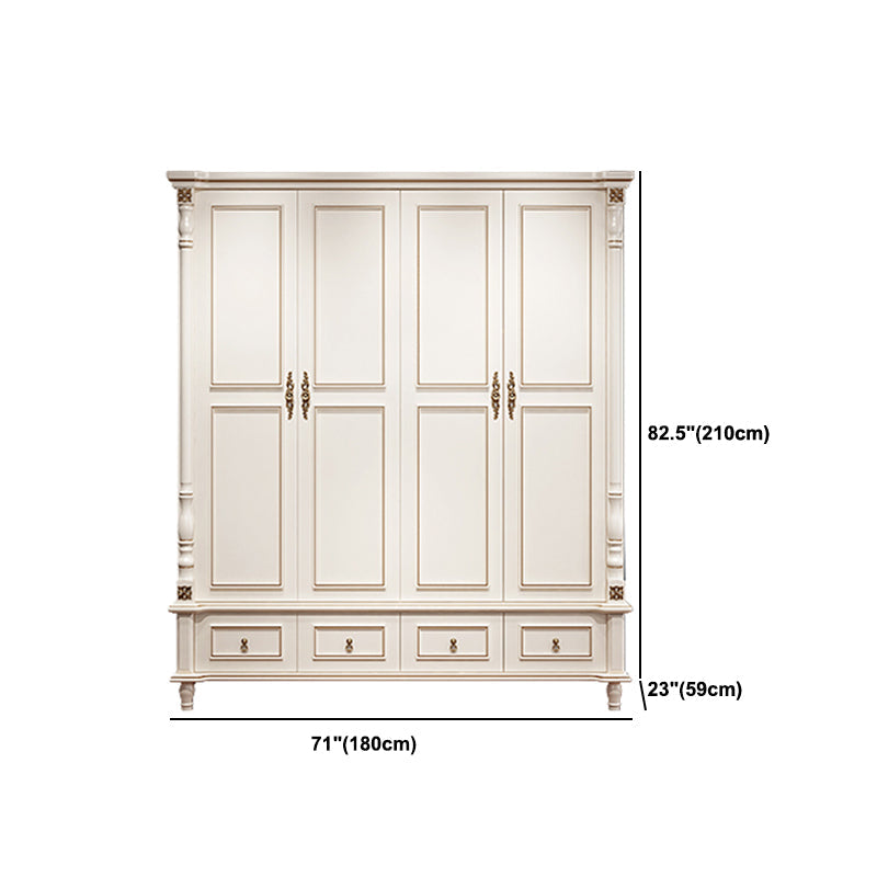 Traditional Wardrobe Armoire White Wooden Wardrobe Cabinet with Legs Clearhalo 'Armoires & Wardrobes' 'armoires_wardrobes' 'Bedroom Furniture' 'furn' 'furn_armoires_wardrobes' 'Furniture' 5493201