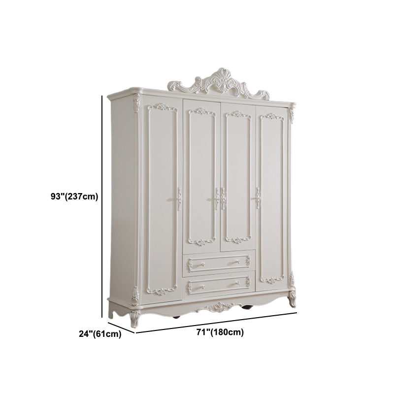 Traditional Wardrobe Armoire White Wooden Wardrobe Cabinet with Legs Clearhalo 'Armoires & Wardrobes' 'armoires_wardrobes' 'Bedroom Furniture' 'furn' 'furn_armoires_wardrobes' 'Furniture' 5493204