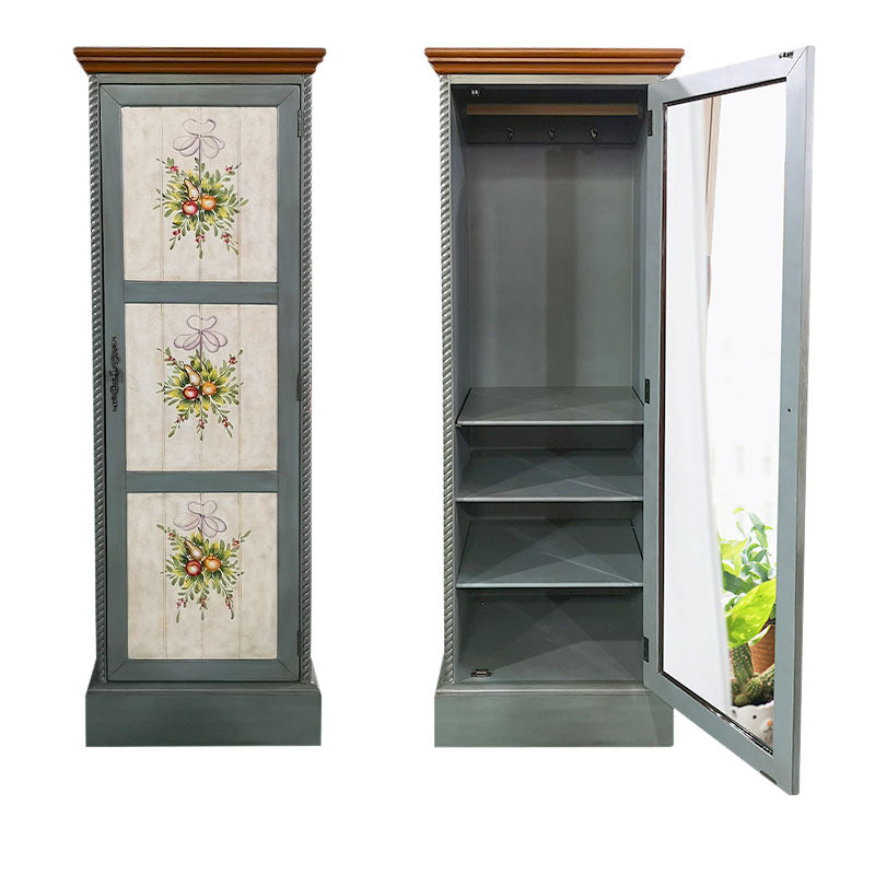 Wood Matte Finish Storage Cabinet with Hinged Door Coastal Cabinet for Home 24"L x 22"W x 71"H Gray Blue Clearhalo 'Armoires & Wardrobes' 'armoires_wardrobes' 'Bedroom Furniture' 'furn' 'furn_armoires_wardrobes' 'Furniture' 5493230