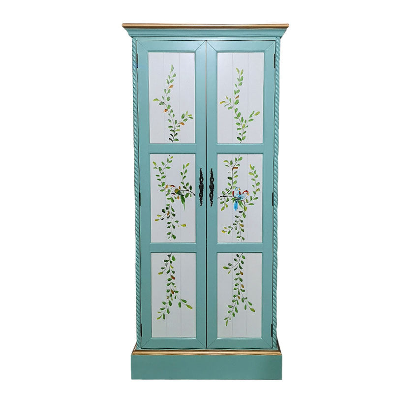Wood Matte Finish Storage Cabinet with Hinged Door Coastal Cabinet for Home 31"L x 22"W x 71"H Light Blue Clearhalo 'Armoires & Wardrobes' 'armoires_wardrobes' 'Bedroom Furniture' 'furn' 'furn_armoires_wardrobes' 'Furniture' 5493231