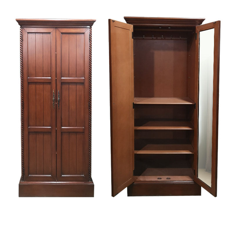 Wood Matte Finish Storage Cabinet with Hinged Door Coastal Cabinet for Home 31"L x 22"W x 71"H Dark Brown Clearhalo 'Armoires & Wardrobes' 'armoires_wardrobes' 'Bedroom Furniture' 'furn' 'furn_armoires_wardrobes' 'Furniture' 5493234