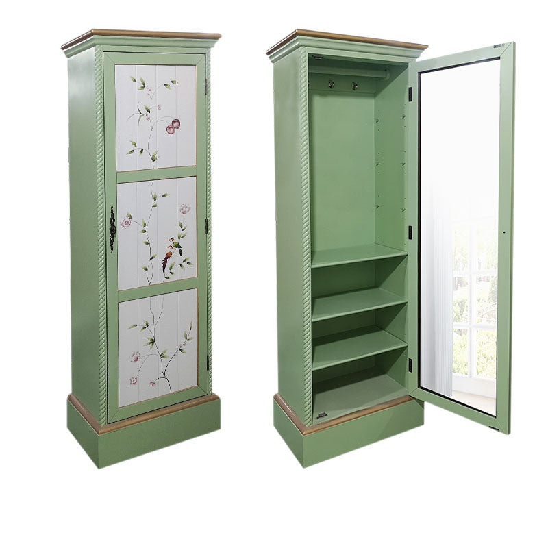 Wood Matte Finish Storage Cabinet with Hinged Door Coastal Cabinet for Home 24"L x 22"W x 71"H Green Clearhalo 'Armoires & Wardrobes' 'armoires_wardrobes' 'Bedroom Furniture' 'furn' 'furn_armoires_wardrobes' 'Furniture' 5493235