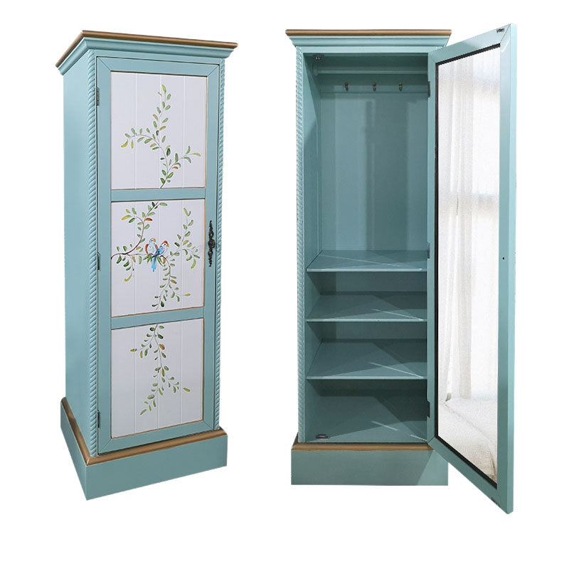 Wood Matte Finish Storage Cabinet with Hinged Door Coastal Cabinet for Home 24"L x 22"W x 71"H Light Blue Clearhalo 'Armoires & Wardrobes' 'armoires_wardrobes' 'Bedroom Furniture' 'furn' 'furn_armoires_wardrobes' 'Furniture' 5493237