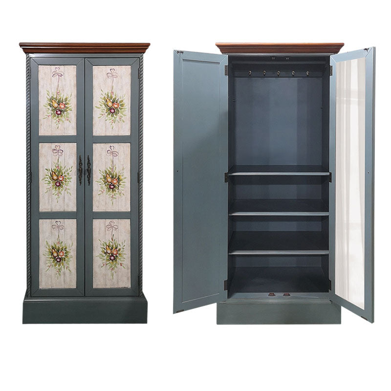 Wood Matte Finish Storage Cabinet with Hinged Door Coastal Cabinet for Home 31"L x 22"W x 71"H Gray Blue Clearhalo 'Armoires & Wardrobes' 'armoires_wardrobes' 'Bedroom Furniture' 'furn' 'furn_armoires_wardrobes' 'Furniture' 5493239