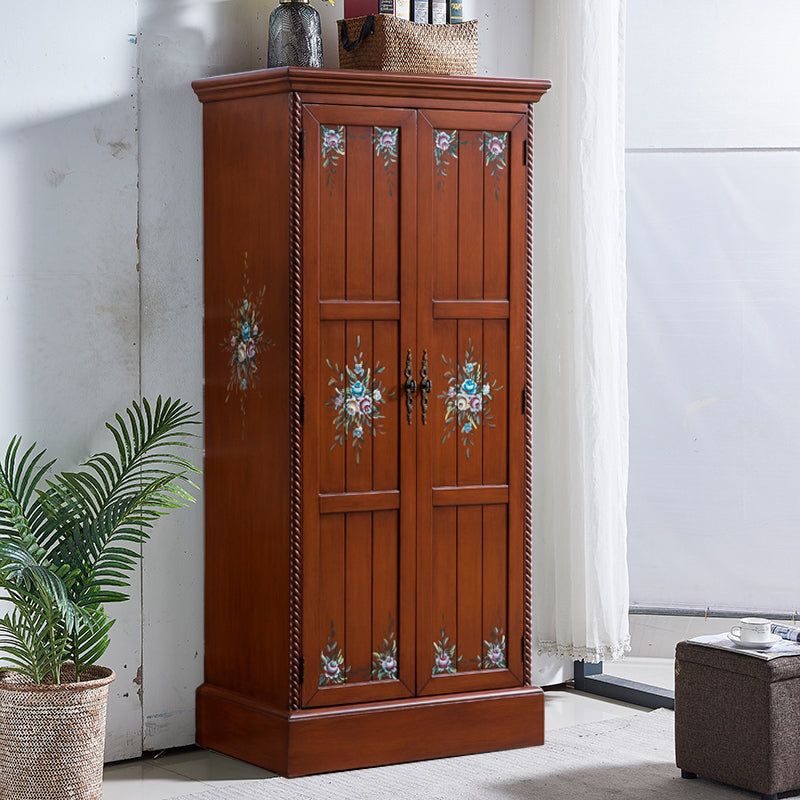 Wood Matte Finish Storage Cabinet with Hinged Door Coastal Cabinet for Home 31"L x 22"W x 71"H Brown Clearhalo 'Armoires & Wardrobes' 'armoires_wardrobes' 'Bedroom Furniture' 'furn' 'furn_armoires_wardrobes' 'Furniture' 5493241