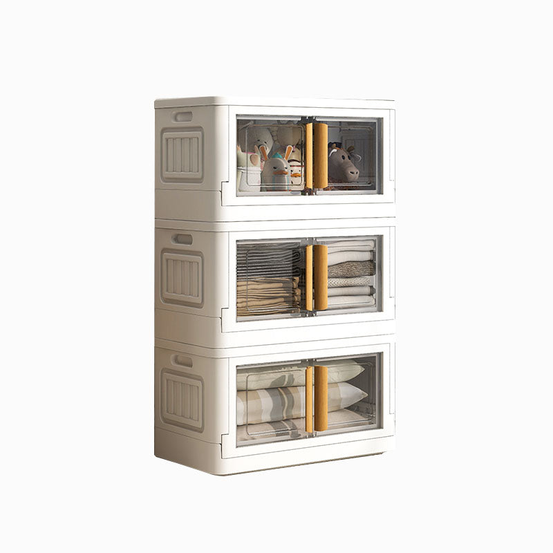 White Storage Cabinet Contemporary Hinged Wardrobe Cabinet for Bedroom