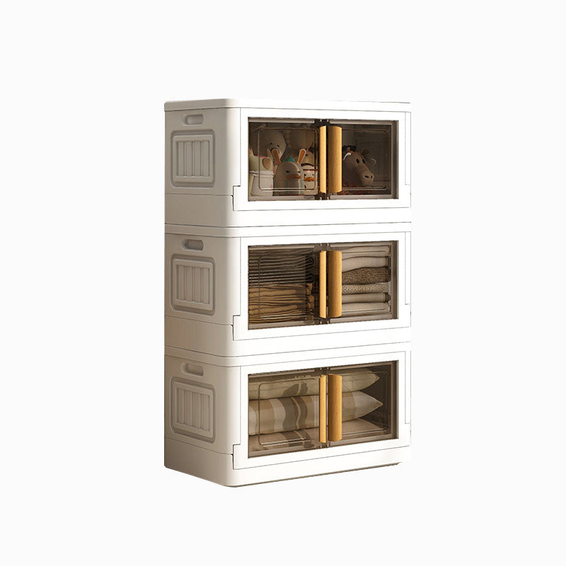 White Storage Cabinet Contemporary Hinged Wardrobe Cabinet for Bedroom