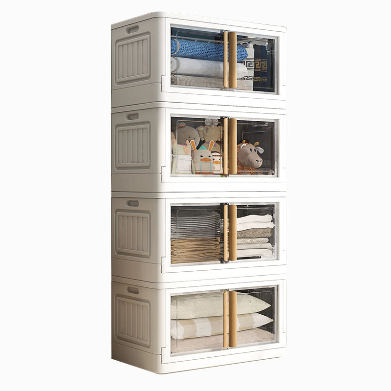 White Storage Cabinet Contemporary Hinged Wardrobe Cabinet for Bedroom
