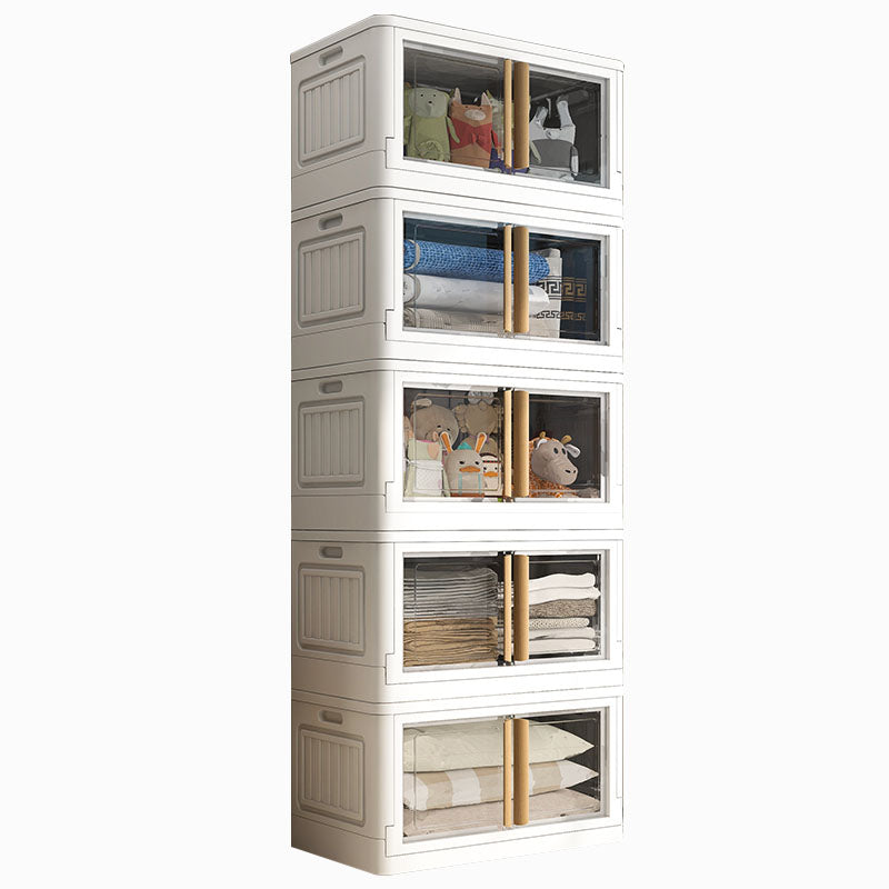 White Storage Cabinet Contemporary Hinged Wardrobe Cabinet for Bedroom