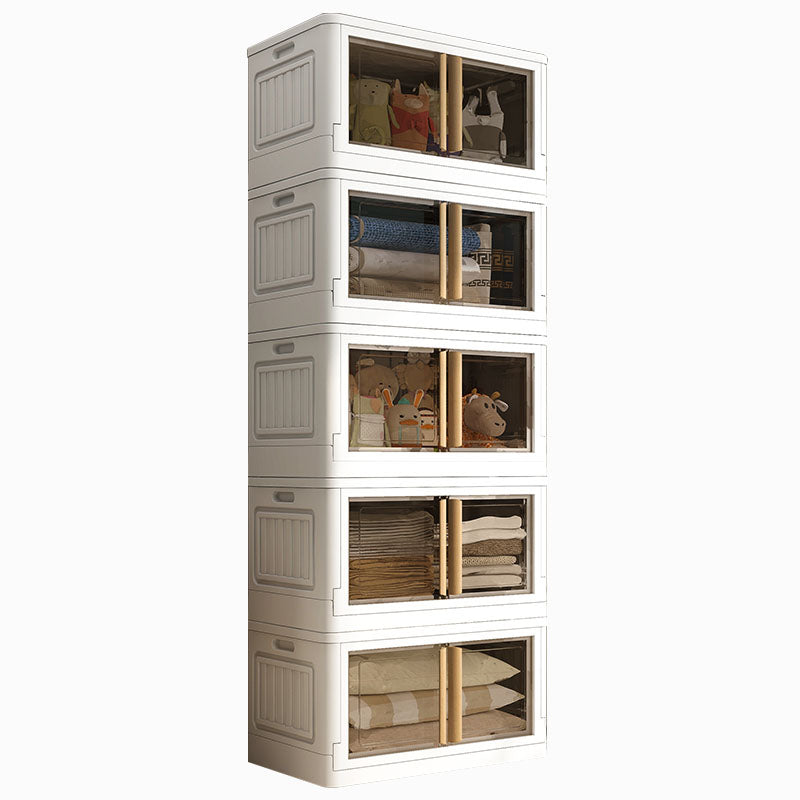 White Storage Cabinet Contemporary Hinged Wardrobe Cabinet for Bedroom