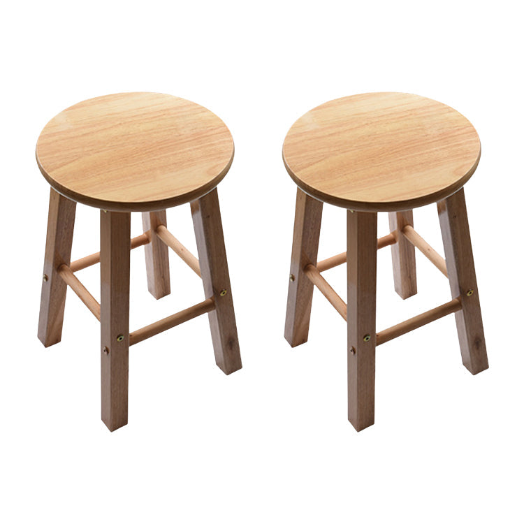 Taburete redondo moderno sin respaldo, taburete de bar de madera maciza de roble en color natural