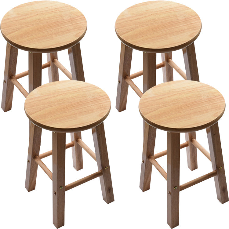 Taburete redondo moderno sin respaldo, taburete de bar de madera maciza de roble en color natural
