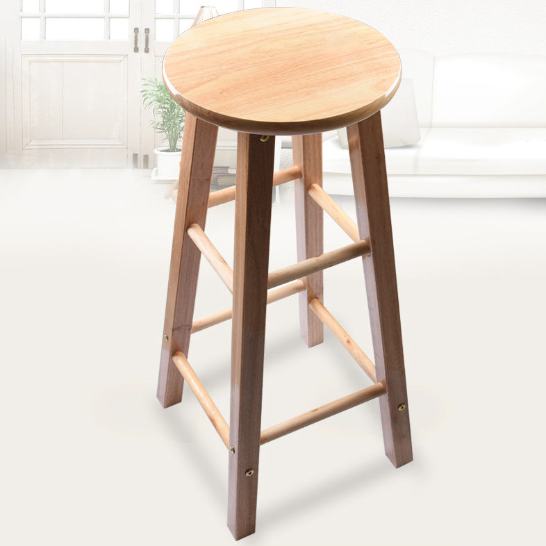 Taburete redondo moderno sin respaldo, taburete de bar de madera maciza de roble en color natural