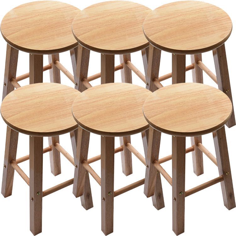 Taburete redondo moderno sin respaldo, taburete de bar de madera maciza de roble en color natural
