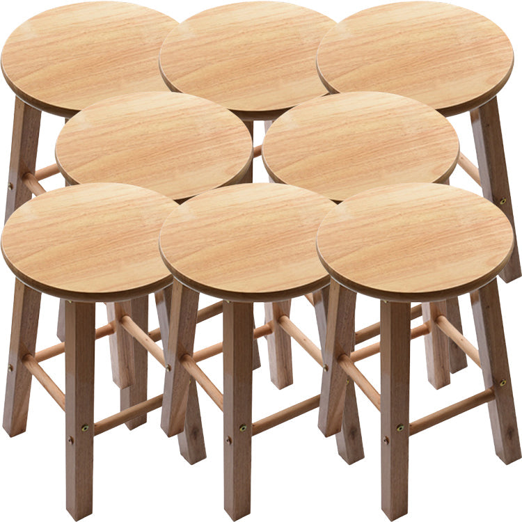 Taburete redondo moderno sin respaldo, taburete de bar de madera maciza de roble en color natural