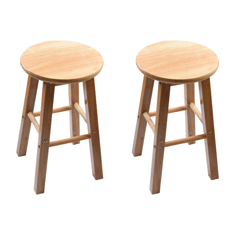 Taburete redondo moderno sin respaldo, taburete de bar de madera maciza de roble en color natural