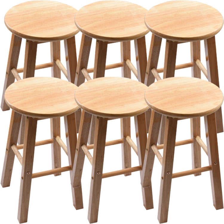 Taburete redondo moderno sin respaldo, taburete de bar de madera maciza de roble en color natural