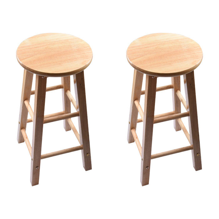 Taburete redondo moderno sin respaldo, taburete de bar de madera maciza de roble en color natural