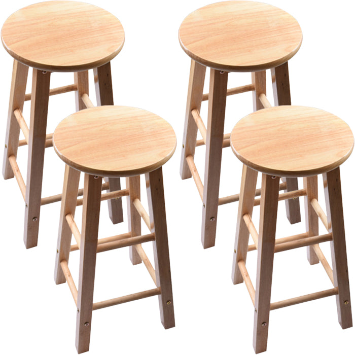 Taburete redondo moderno sin respaldo, taburete de bar de madera maciza de roble en color natural