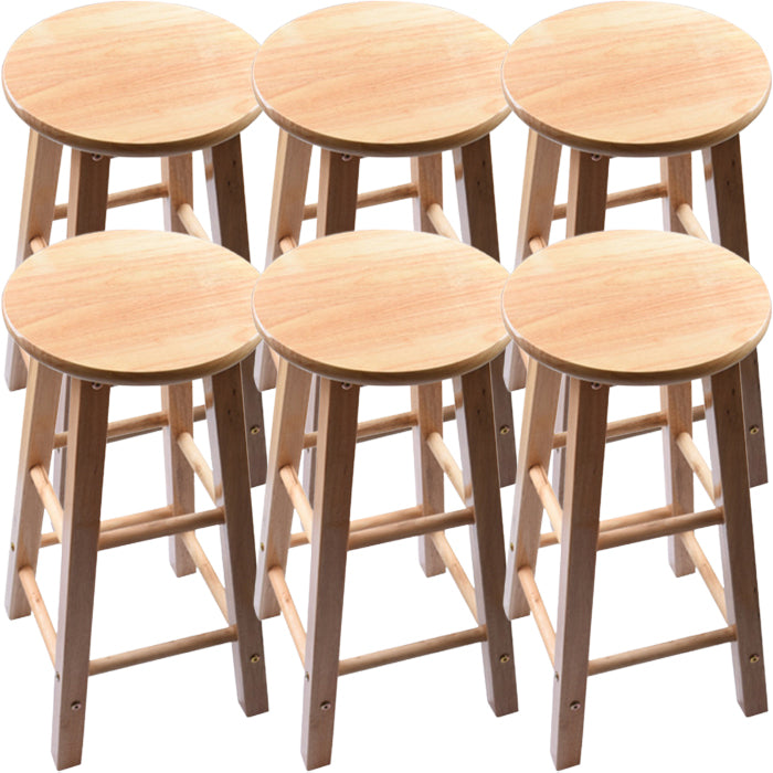 Taburete redondo moderno sin respaldo, taburete de bar de madera maciza de roble en color natural