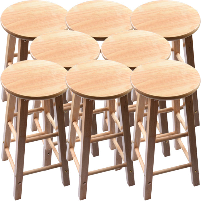 Taburete redondo moderno sin respaldo, taburete de bar de madera maciza de roble en color natural
