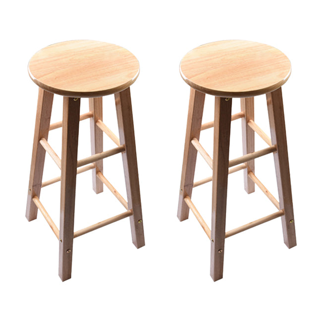 Taburete redondo moderno sin respaldo, taburete de bar de madera maciza de roble en color natural