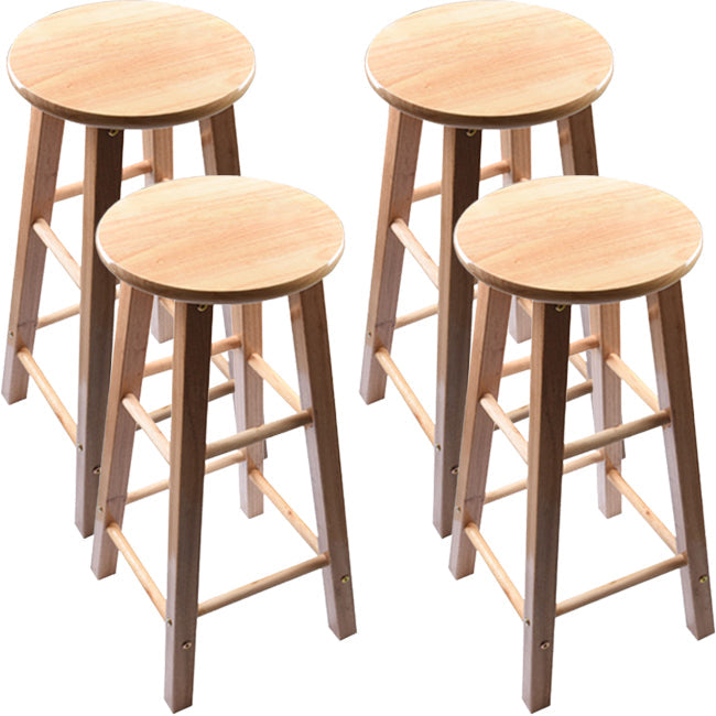 Taburete redondo moderno sin respaldo, taburete de bar de madera maciza de roble en color natural