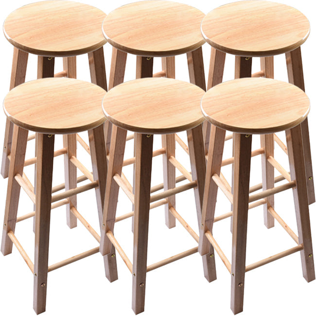 Taburete redondo moderno sin respaldo, taburete de bar de madera maciza de roble en color natural