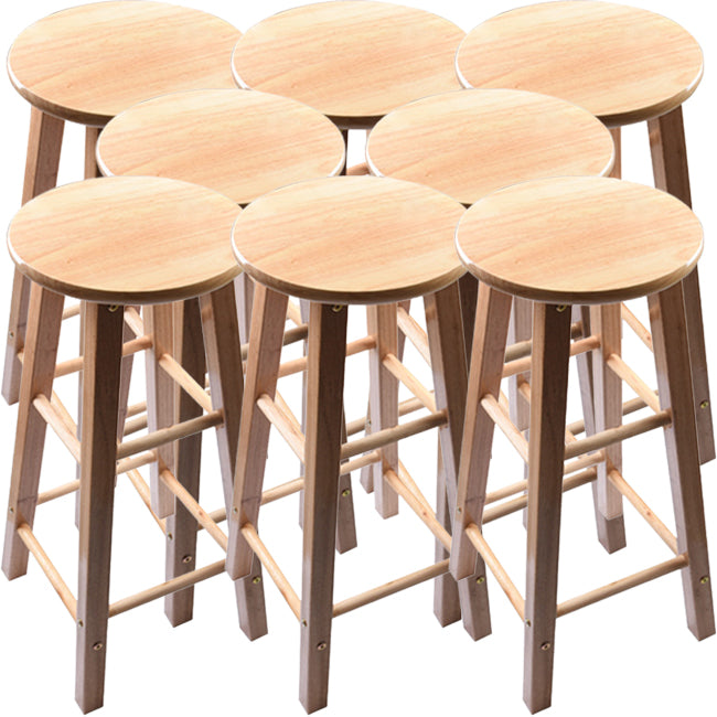 Taburete redondo moderno sin respaldo, taburete de bar de madera maciza de roble en color natural