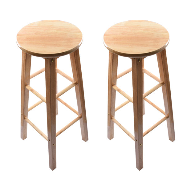 Taburete redondo moderno sin respaldo, taburete de bar de madera maciza de roble en color natural