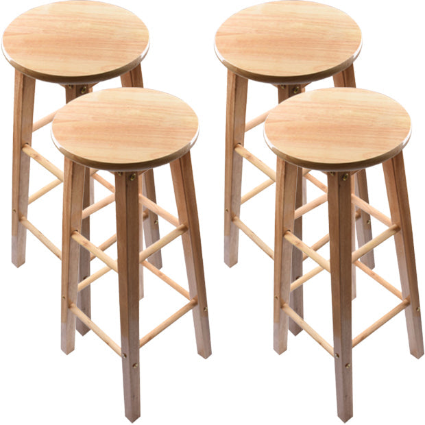 Taburete redondo moderno sin respaldo, taburete de bar de madera maciza de roble en color natural