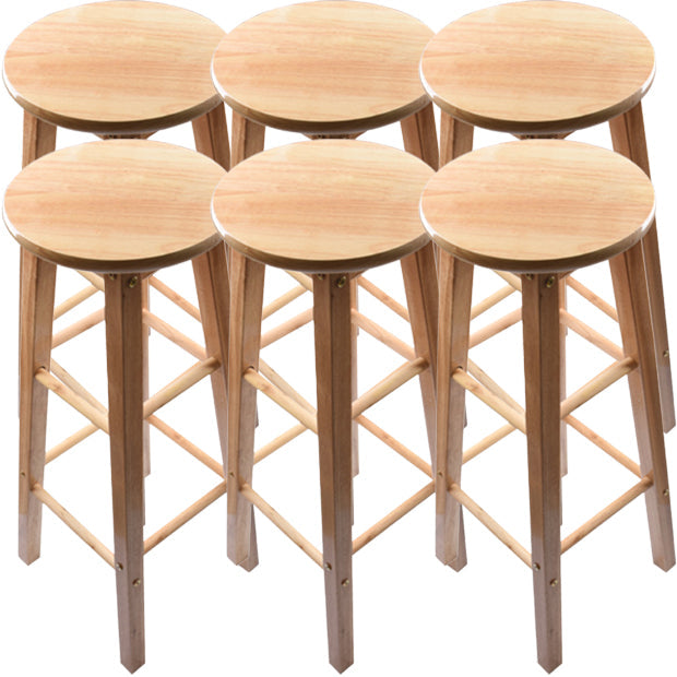 Taburete redondo moderno sin respaldo, taburete de bar de madera maciza de roble en color natural