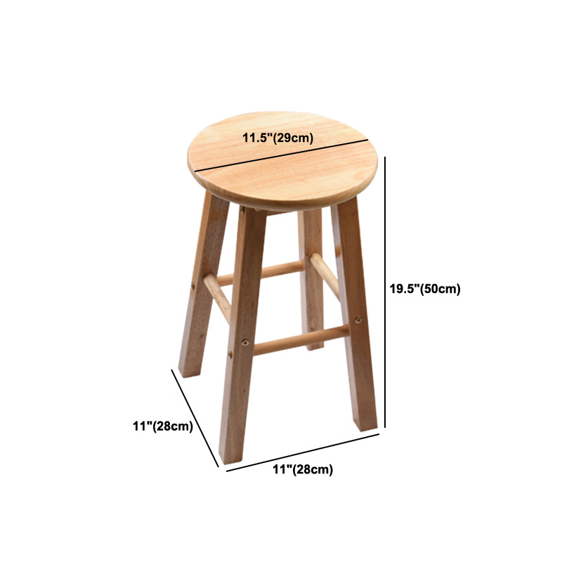Taburete redondo moderno sin respaldo, taburete de bar de madera maciza de roble en color natural