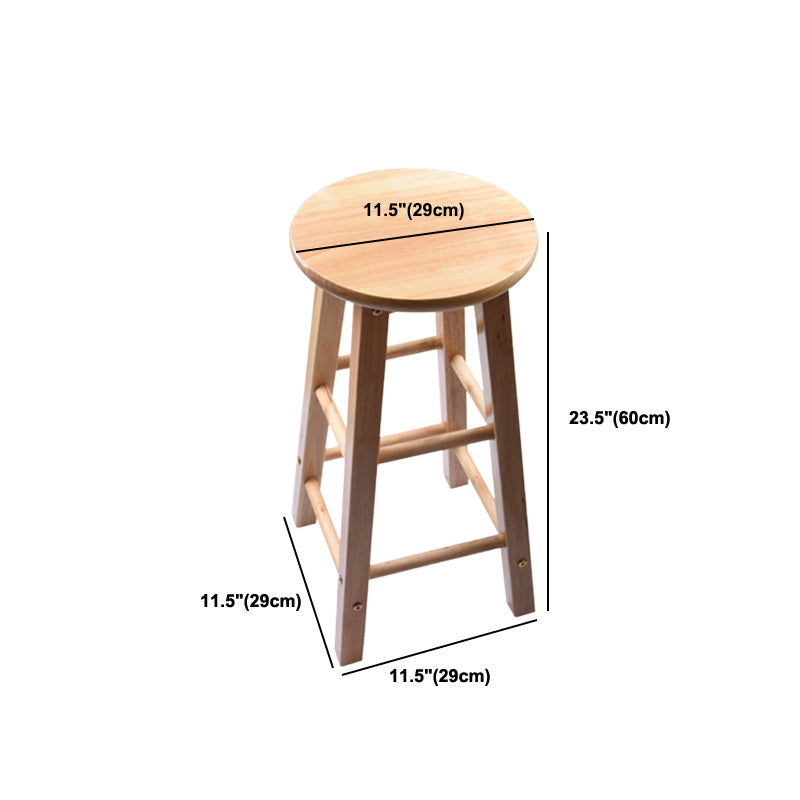 Taburete redondo moderno sin respaldo, taburete de bar de madera maciza de roble en color natural