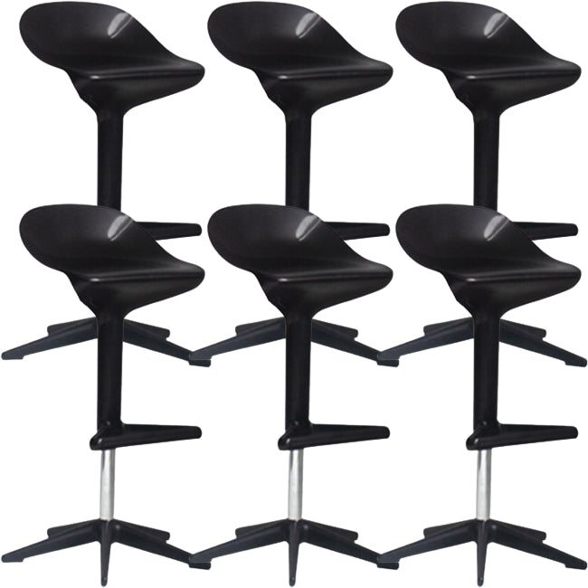 Modern Adjustable Height Counter Stool Plastic Footrest Bar Stool Black 6 Piece Set Clearhalo 'Bar Furniture' 'Bar Stools' 'bar_stools' 'furn' 'furn_bar_stools' 'Furniture' 'Kitchen & Dining Furniture' 5493394