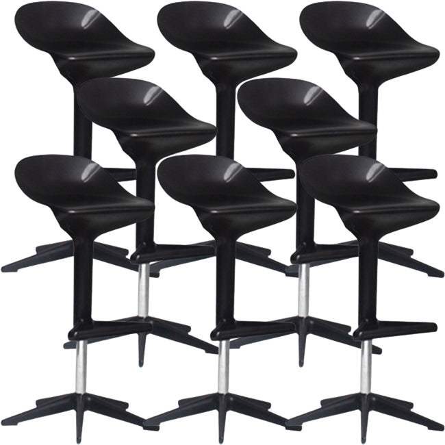 Modern Adjustable Height Counter Stool Plastic Footrest Bar Stool Black 8 Piece Set Clearhalo 'Bar Furniture' 'Bar Stools' 'bar_stools' 'furn' 'furn_bar_stools' 'Furniture' 'Kitchen & Dining Furniture' 5493395