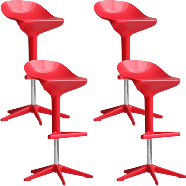 Modern Adjustable Height Counter Stool Plastic Footrest Bar Stool Red 4 Piece Set Clearhalo 'Bar Furniture' 'Bar Stools' 'bar_stools' 'furn' 'furn_bar_stools' 'Furniture' 'Kitchen & Dining Furniture' 5493399